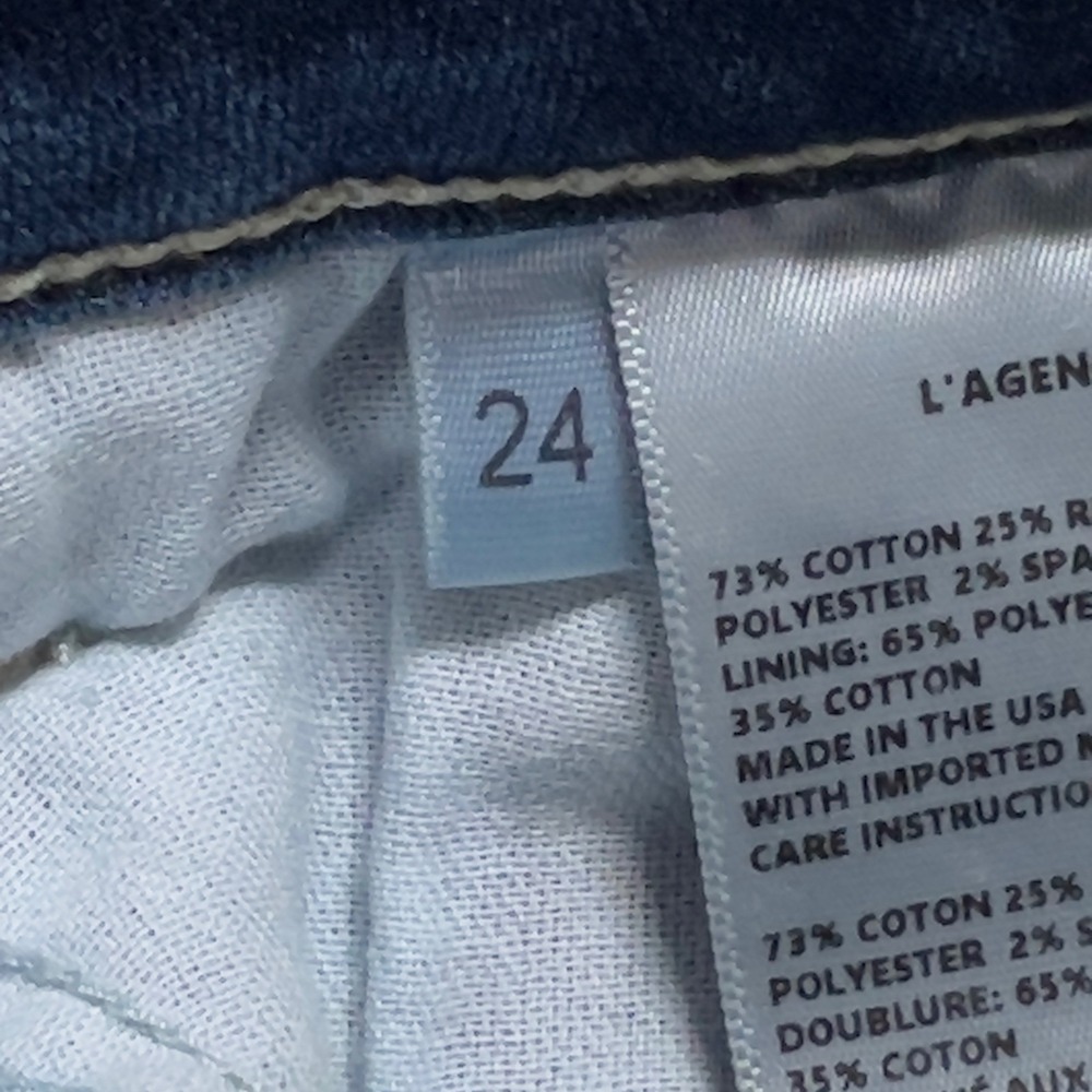 L'AGENCE Ruth High Rise Straight Raw Hem Jeans Women Sz 24 Blue Marlin - Picture 9 of 14